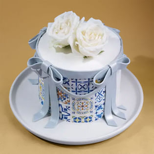 Elegant Floral Ribbon Cake