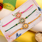 Order set of 3 rakhi Online For Brother - Three Colorful Vibrant Rakhis