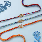 Send Three Designer Mirror Work Rakhis to UAE