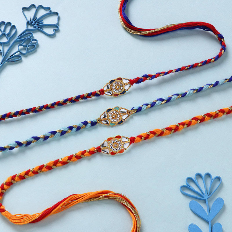 Three Designer Mirror Work Rakhis-Netherland