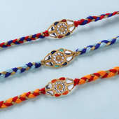 Set of 3 Designer Mirror Work Rakhi