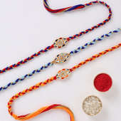 Three Designer Mirror Work Rakhis