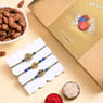 Three Designer Rakhis With Almonds N Chocolates