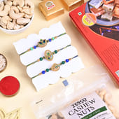 Three Designer Rakhis With Sweets N Nuts