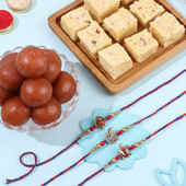 Three Divine Rakhis With Gulab Jamun N Soan Papdi-Belgium