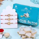 Three Divine Rakhis With Kaju Katli
