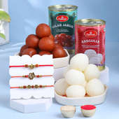 Three Divine Rakhis With Rasgulla N Gulab Jamun