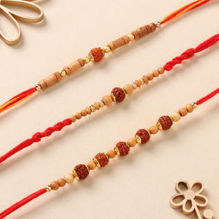 Set 3 Divine Rudraksha Rakhi