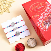 Three Divine Silver Rakhis With Milk Chocolates