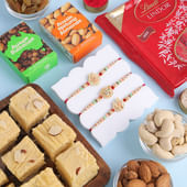 Three Elegant Beaded Rakhis With Sweet N Chocolate