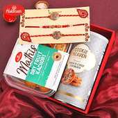 Buy Set of 3 Fancy Rakhi Online - Three Fancy Rakhi With Cookies n Matthi