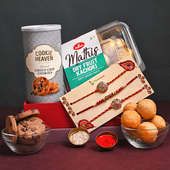 Set of 3 Fancy Rakhi Online Delivery - Three Fancy Rakhi With Cookies n Matthi