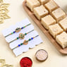 Three Peacock Designer Rakhi With Soan Papdi