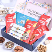 Three Peacock Rakhis N Festive Flavours Hamper