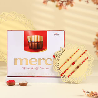 Three Pearl N Rudraksha Mauli Rakhis With Chocolate-Netherlands