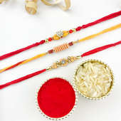 Three Rakhis With Wooden Beads N Crystal-Canada