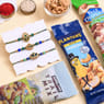 Three Royal Mayura Rakhis N Nutty Treats Hamper