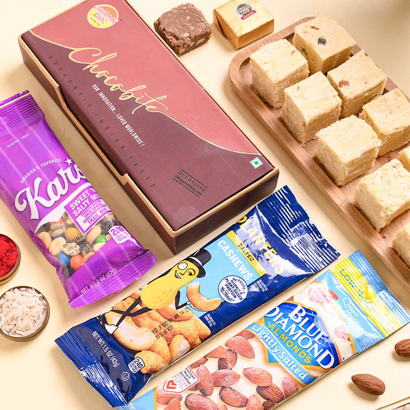 Three Silver Grace Rakhis N Gourmet Hamper