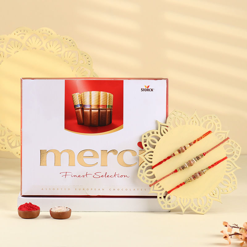 Three Traditional Mauli Rakhis With Chocolates-Netherlands