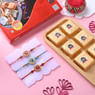 Three Vibrant Designer Rakhis With Choco Bites