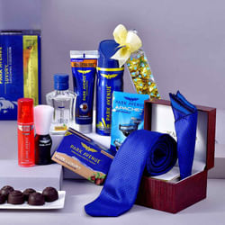 Tie & Cufflinks With Grooming Kit N Handmade Chocolates