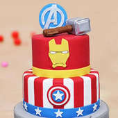 Upper View of Tiered Avengers Fondant Cake