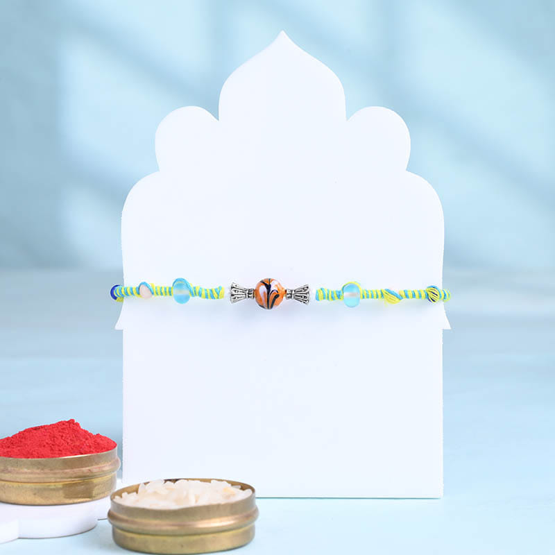Tiger Bead Rakhi With Kaju Katli