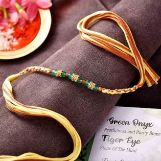 Tiger Eye N Green Onyx Stone Rakhi