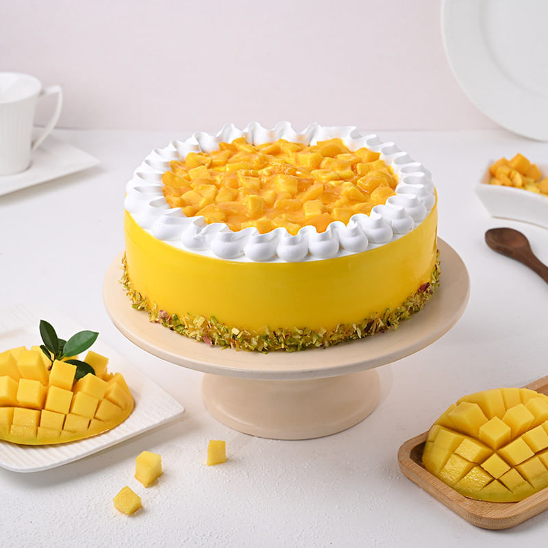 Mango Pistachio Cake in Yellow color