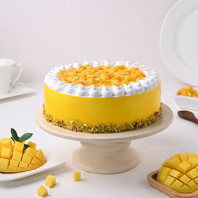 side view of Mango Pistachio Cake