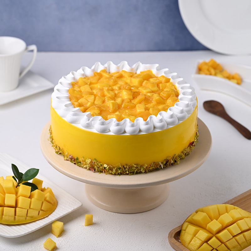 Side View of Mango Pistachio Cake