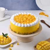 Side View of Mango Pistachio Cake