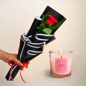Timeless Red Rose With Scented Candle