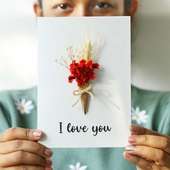 Tiny Flower Bouquet Valentines Day Card