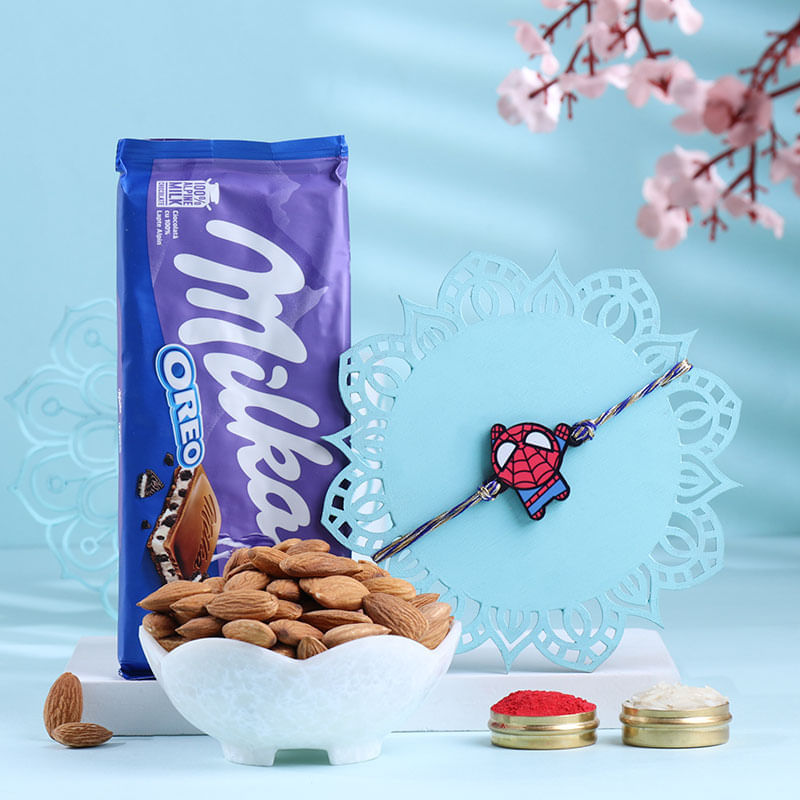 Tiny Spiderman Rakhi With Nuts N Chocolate