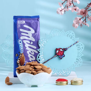 Tiny Spiderman Rakhi With Nuts N Chocolate-France