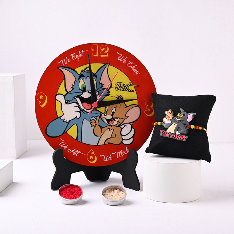 Tom N Jerry Theme Kids Rakhi N Table Clock