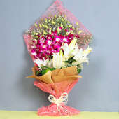 Bouquet of Orchids and Lilies