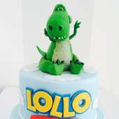 Upper View of Toy Story Rex Dinosaur Fondant Cake