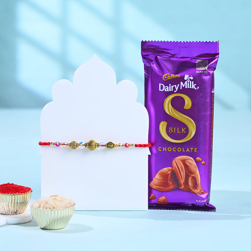 Traditional Bead Rakhi With Cadbury Silk