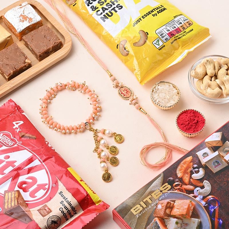 Traditional Bhaiya Bhabhi Rakhi With Nuts N Sweets