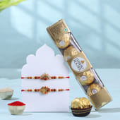 Traditional Divine Rakhi Duo With Ferrero Rocher