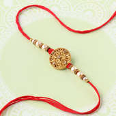 Traditional Golden Charm With Pearls Rakhi (Single Rakhi Set)
