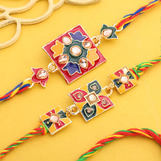 Traditional Handpainted Charm Rakhi Duo