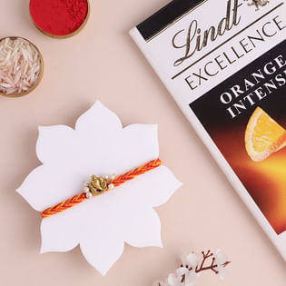 Traditional Mauli Ganesha Rakhi With Chocolate