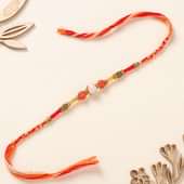 Traditional Orange Beads Rakhi