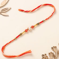 Traditional Orange Beads Rakhi
