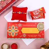 Traditional Rakhi Kit Kat & greeting card combo