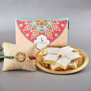 Traditional Rakhi With Sweets - Rakhi for brother