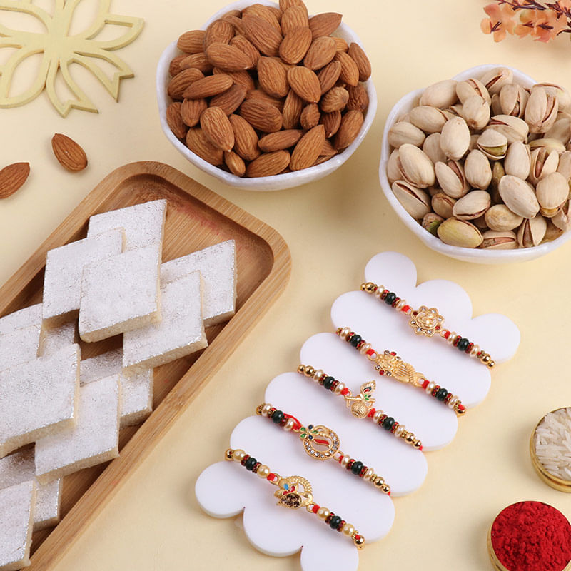 Traditional Rakhis With Kaju Katli N Nuts-Netherlands